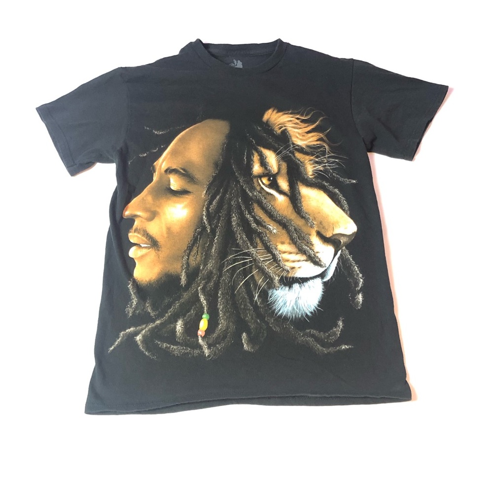 Bob Marley Lion T-Shirt Large Print Music Tee Tour